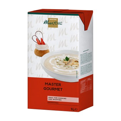 1L Master Martini Master Gourmet 무가당 조리용 크림, 크림수프와 페이스트리 디저트와 함께